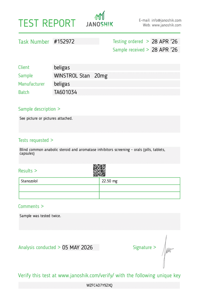 winstrol 20 beligas lab test