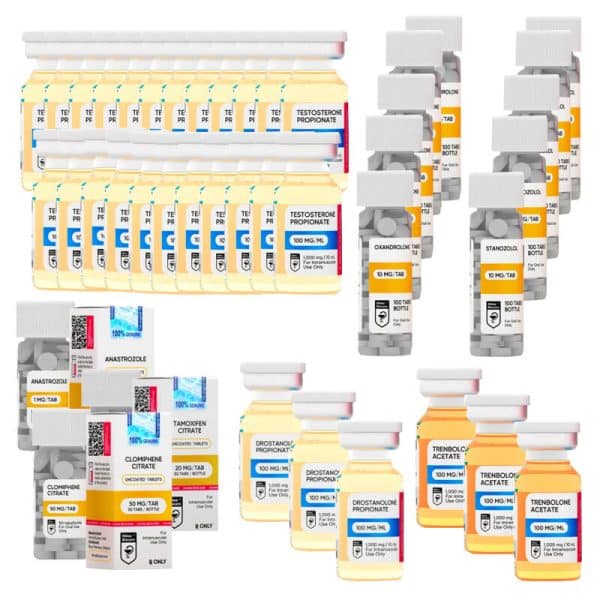 PACK PRISE DE MASSE SÈCHE EXTREME Test P + Tren A + Mast P + Anavar + Winstrol Oral (16 semaines) HILMA