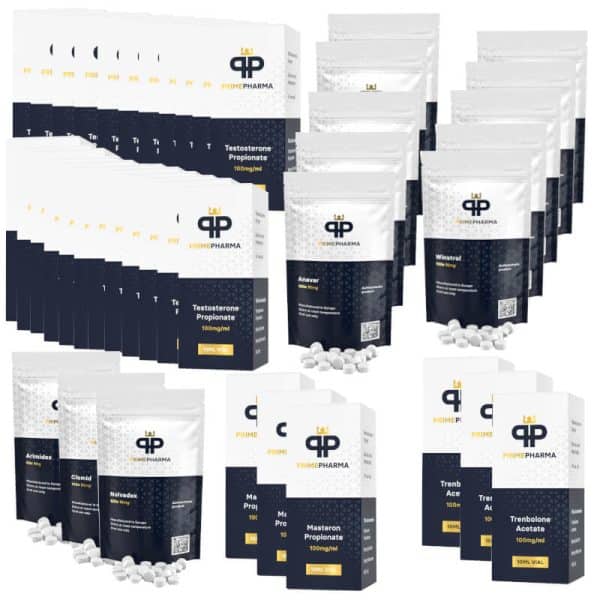 PACK PRISE DE MASSE SÈCHE EXTREME Test P + Tren A + Mast P + Anavar + Winstrol Oral (16 semaines) PRIME