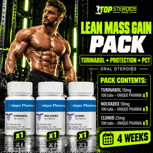PACK PRISE DE MASSE SECHE- TURINABOL + PROTECTION + PCT (4 semaines) - UNIQUE PHARMA