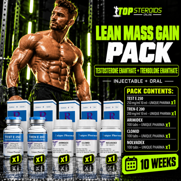 PACK PRISE DE MASSE SÈCHE – Testostérone Enanthate + Trenbolone Enanthate (10 semaines) UNIQUE PHARMA