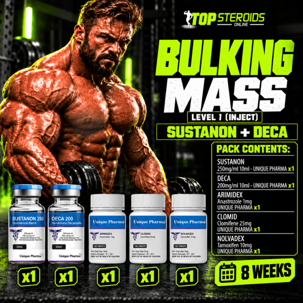 Pack prise de masse LEVEL I (INJECT)- SUSTANON + DECA-DURABOLIN (8 semaines) UNIQUE PHARMA