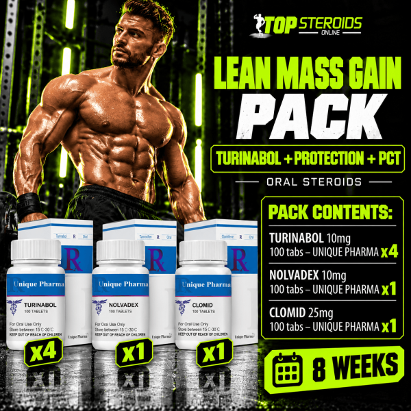 Pack prise de masse sèche LEVEL III (ORAL)  - TURINABOL + PROTECTION + PCT (8 semaines) UNIQUE PHARMA