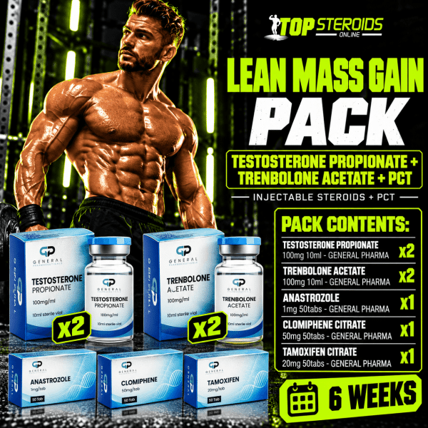 PACK PRISE DE MASSE SÈCHE - TESTOSTERONE PROPIONATE + TRENBOLONE ACETATE + PCT (6 semaines) GENERAL PHARMA